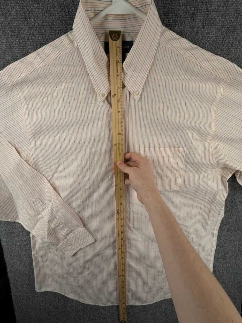 Brooks Brothers Non Iron Long Sleeve Button Up Shirt Striped Pink Orange Large
